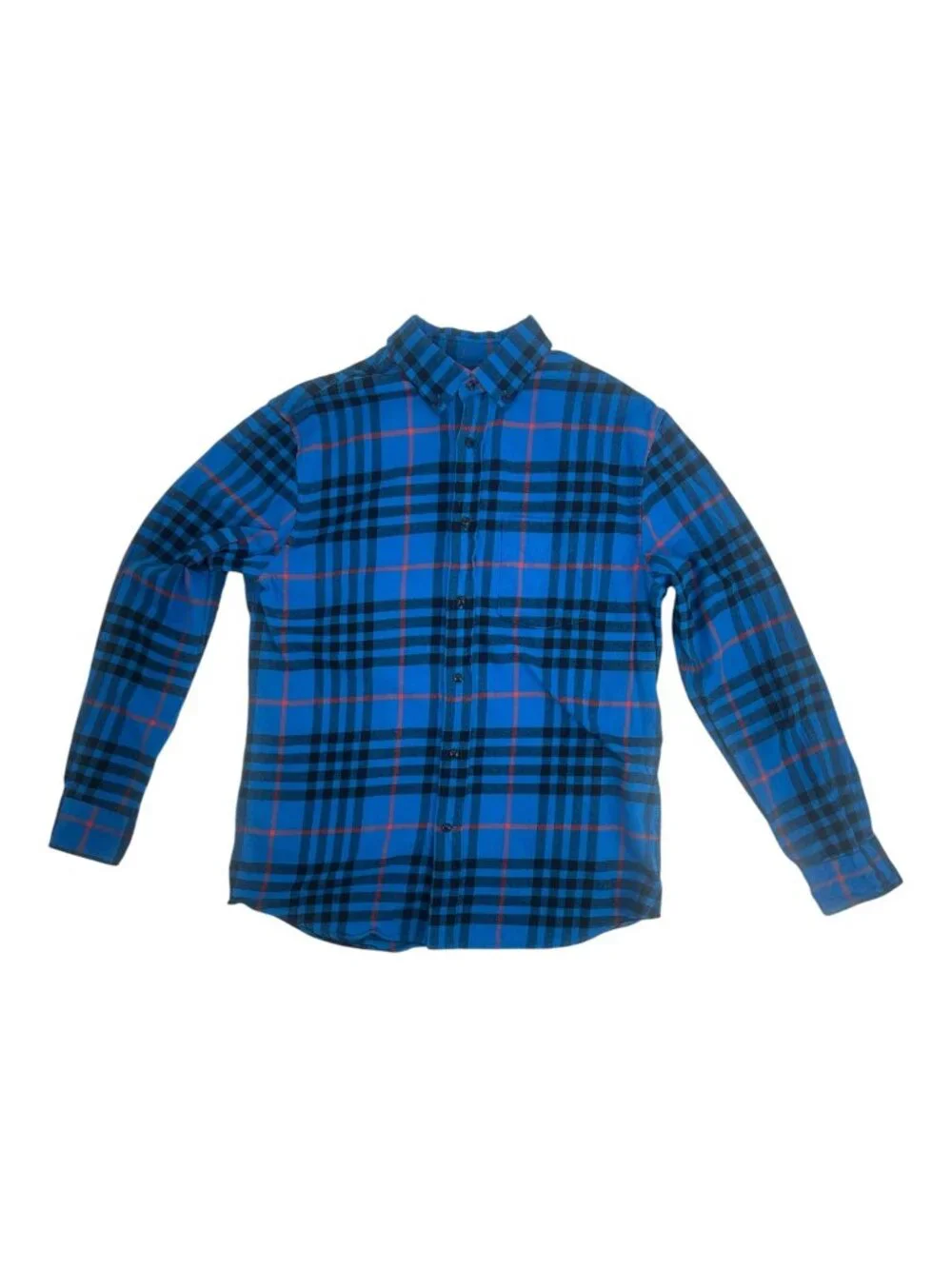 Banana Republic Shirt Medium Blue Plaid Organic Cotton Untucked Flannel Preppy